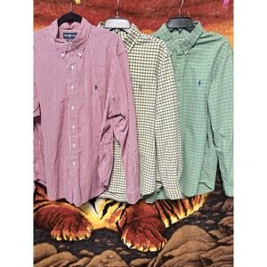 Lot of 3 XXL Men's Ralph Lauren Button Down Long Sleeve Shirts Polo EUC